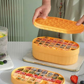 Kuber Industries Pack of 6|2 Layer Ice Cube Tray with Lid | Ice Cube Storage Box with Ice Scoop | 72 Ice Cube Molds for Freezing | One-Press Demolding | BPA Free | Yellow